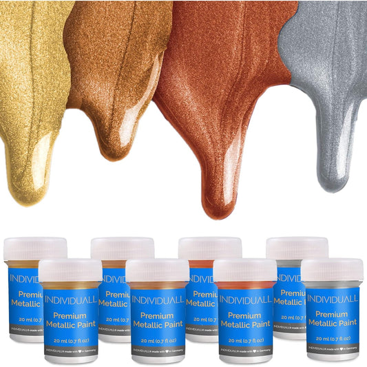 Metallic Acrylic Paint Set - 8-Pack (20mL) for Canvas, Wood & Walls