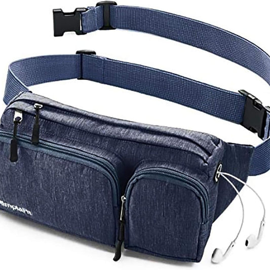 Fanny Pack for Women & Men – Cute Waist Bag for Hiking, Travel & Running, 6 Pockets, Headphone Hole, Water-Resistant