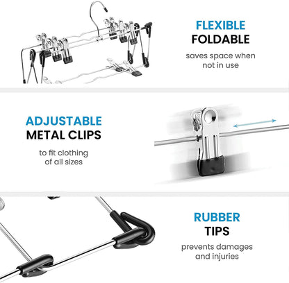 Zober 5-Tier Skirt Hangers with Clips - Non-Slip Metal, Adjustable Clips & Swivel Hooks, Space-Saving