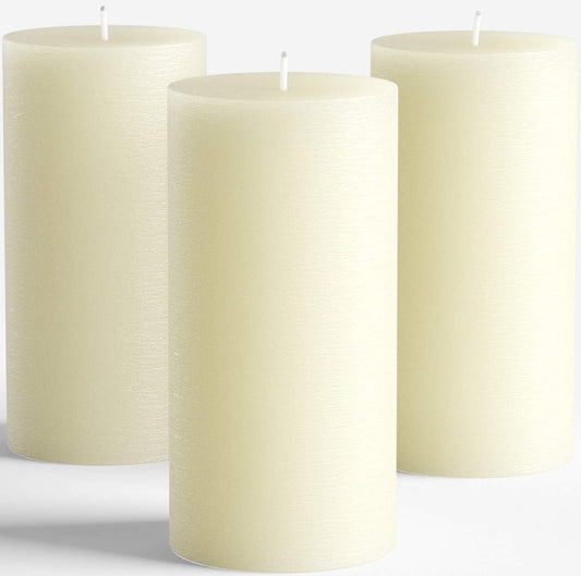 Unscented Ivory Candles for Home, Church & Weddings – 3" x 6", 3-Pack