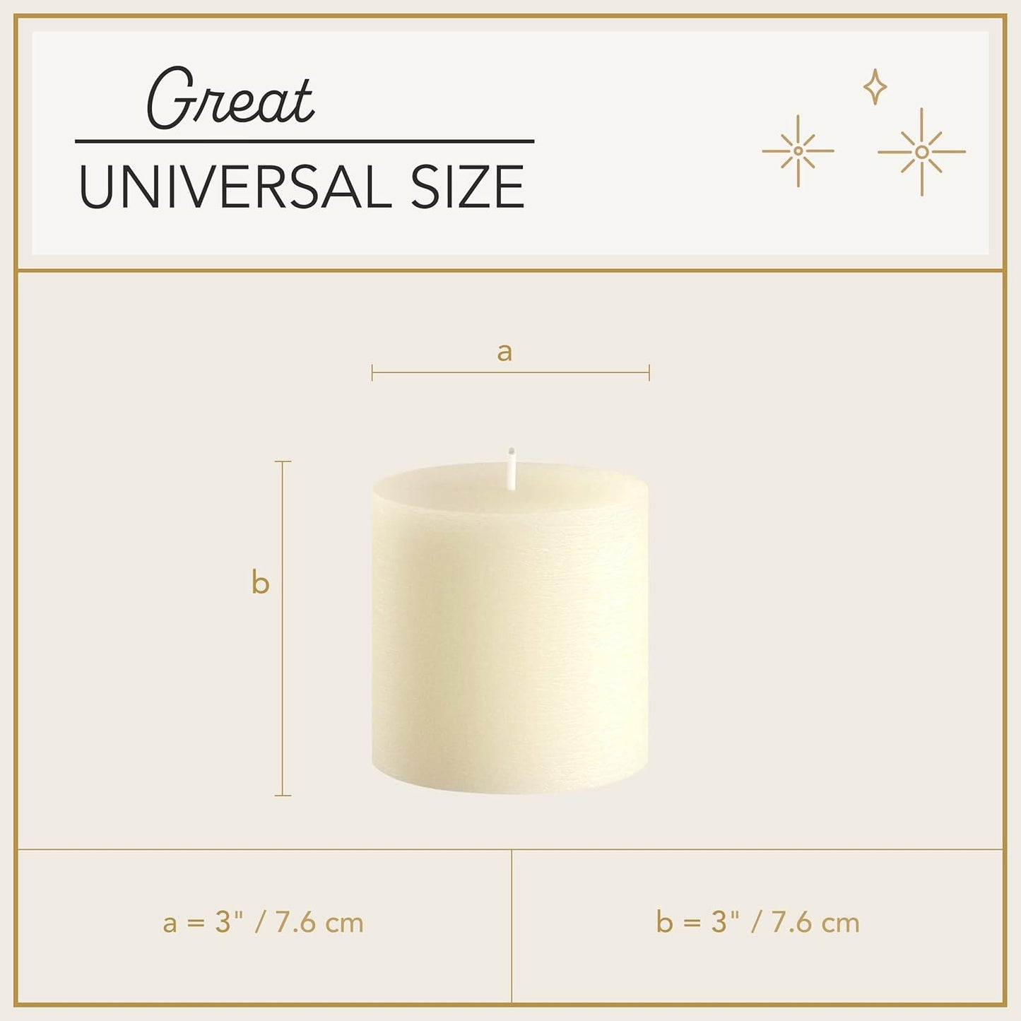 Melt Candle Pillar Candles, 3-Pack, Unscented for Home, Church, Weddings, 3" x 3", Ivory