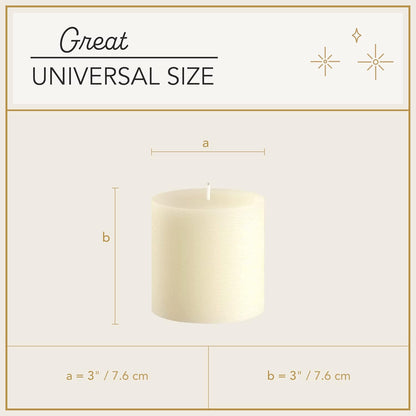 Melt Candle Pillar Candles, 3-Pack, Unscented for Home, Church, Weddings, 3" x 3", Ivory