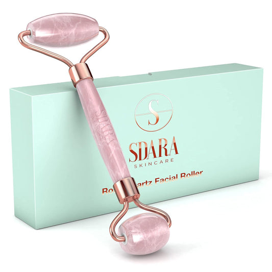Rose Quartz Roller - Anti-Aging Jade Roller for Wrinkles & Puffy Eyes