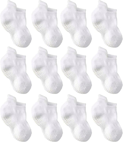 LA ACTIVE Non Slip Grip Ankle Boys and Girls Socks with Non Skid for Babies Toddlers and Kids Back to School