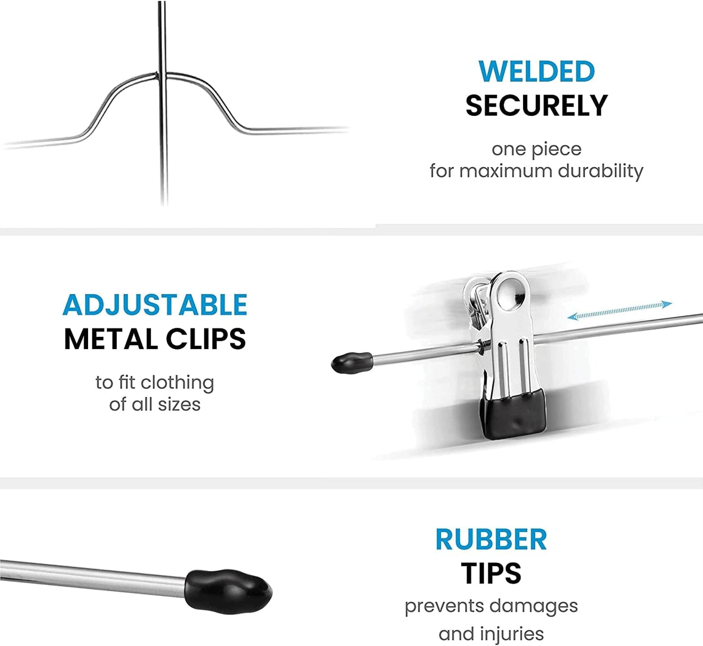 Zober 4-Tier Skirt Hangers with Clips - Non-Slip Metal, Adjustable Clips & Swivel Hooks, Space-Saving (3-Pack)