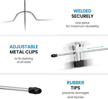 Zober 4-Tier Skirt Hangers with Clips - Non-Slip Metal, Adjustable Clips & Swivel Hooks, Space-Saving (3-Pack)