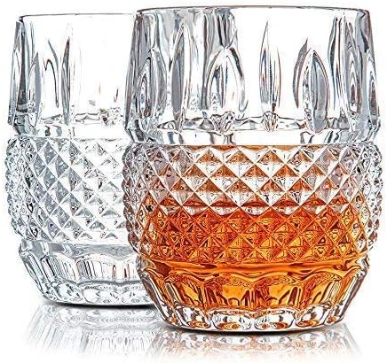 Unique Whiskey Glasses Set - 2 Crystal Rocks Tumblers, 10oz for Bourbon, Scotch, Liquor