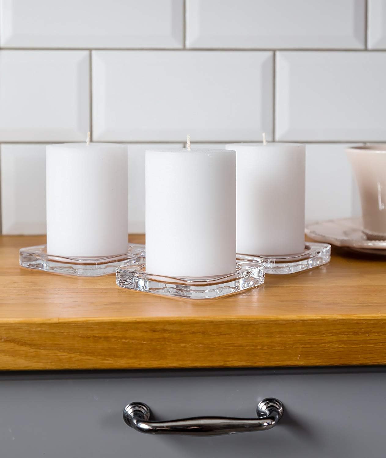 Unscented Candles for Home,Melt Candle Pillar Candles 3 Pack - , Church, Weddings, & More - 3" x 4", White