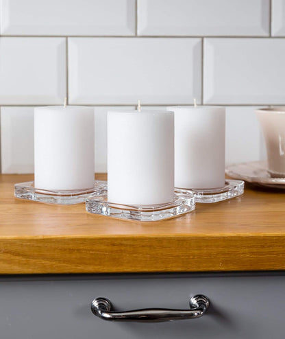 Unscented Candles for Home,Melt Candle Pillar Candles 3 Pack - , Church, Weddings, & More - 3" x 4", White