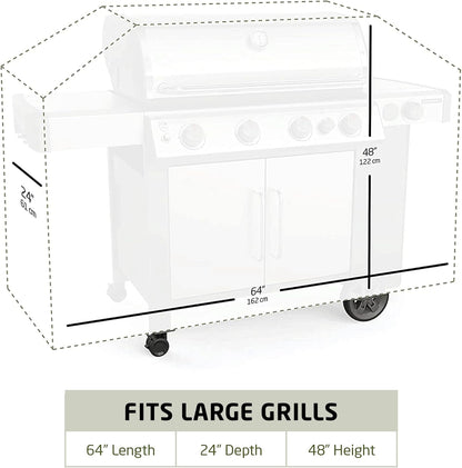 Zober BBQ Grill Cover - 64" Waterproof, Fits Weber & Charbroil (Gray)