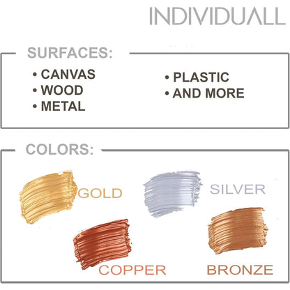 Metallic Acrylic Paint Set - 8-Pack (20mL) for Canvas, Wood & Walls