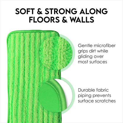 Mop Pads 4-Pack, 18" Reusable Washable, Velcro Attachment - Fits Bona, Rubbermaid & More