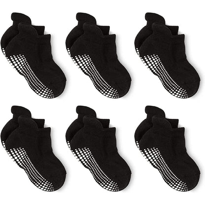 LA ACTIVE Non Slip Grip Ankle Boys and Girls Socks with Non Skid for Babies Toddlers and Kids Back to School