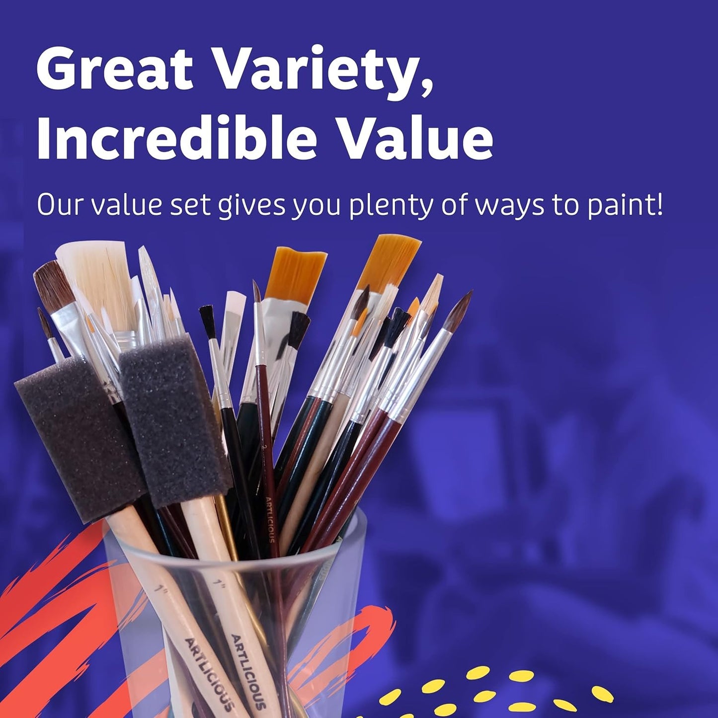 Artlicious Paint Brushes - Acrylic & Detail Brushes for Kids Rock & Miniature Painting 10/15 Pack