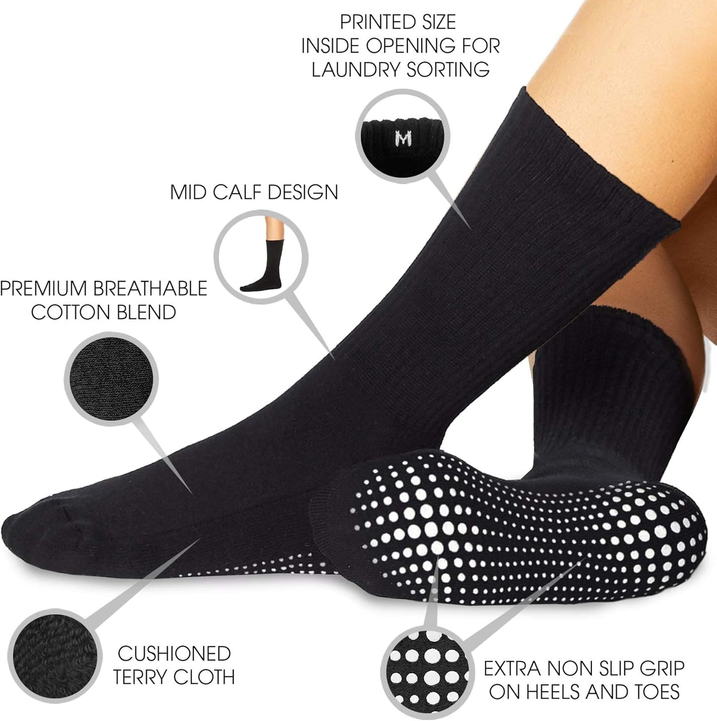 LA ACTIVE Non Slip Yoga Grip Socks - Barre Ballet Pilates Athletic Socks for Men and Women