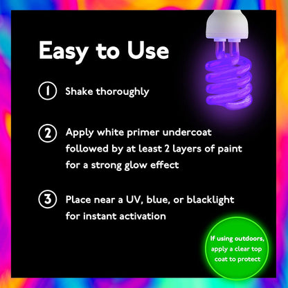 Individuall Glow in the Dark Paint - Set of 8, 20mL Acrylics for Canvas, Walls & Ornaments