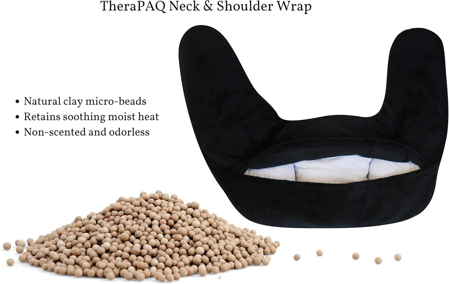 Weighted Heating Pad for Neck and Shoulders – Microwavable Warmer for Headaches and Soreness, Reusable, Black