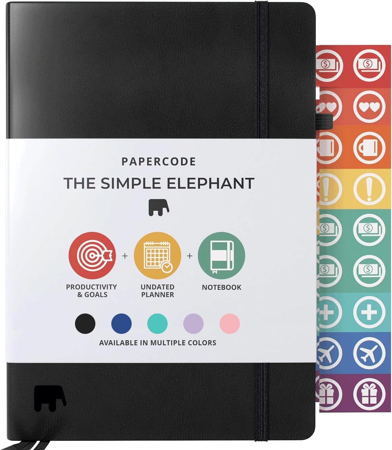 Simple Elephant 2024 Undated Planner - Monthly, Weekly, Daily, Leather Agenda, No Bleed Pages Lilac