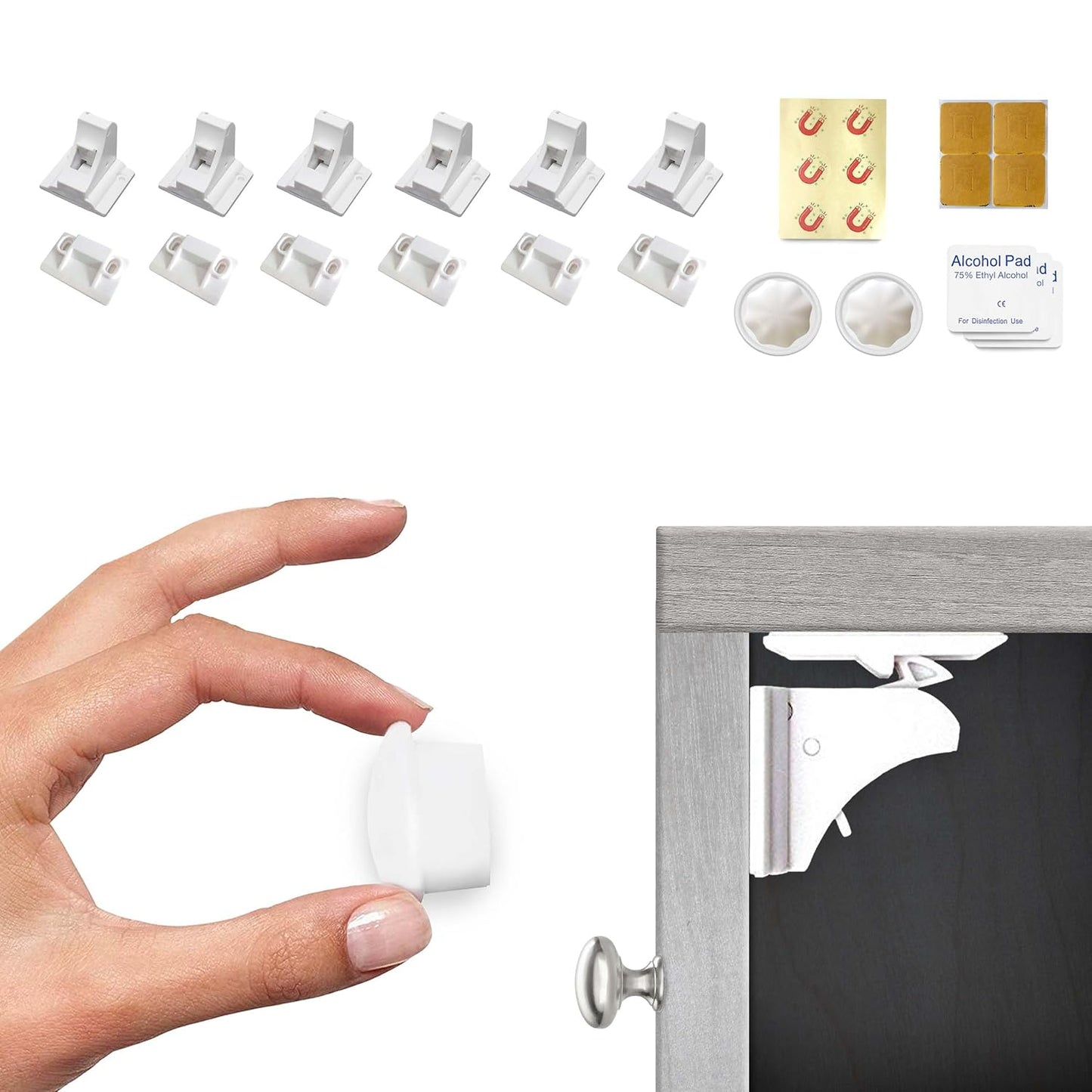 Eco Baby Magnetic Cabinet Locks – 12/20 Pack with 2/3 Keys, Easy Installation, No Tools Required