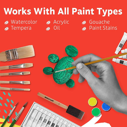 Artlicious Paint Brushes - Acrylic & Detail Brushes for Kids Rock & Miniature Painting 10/15 Pack