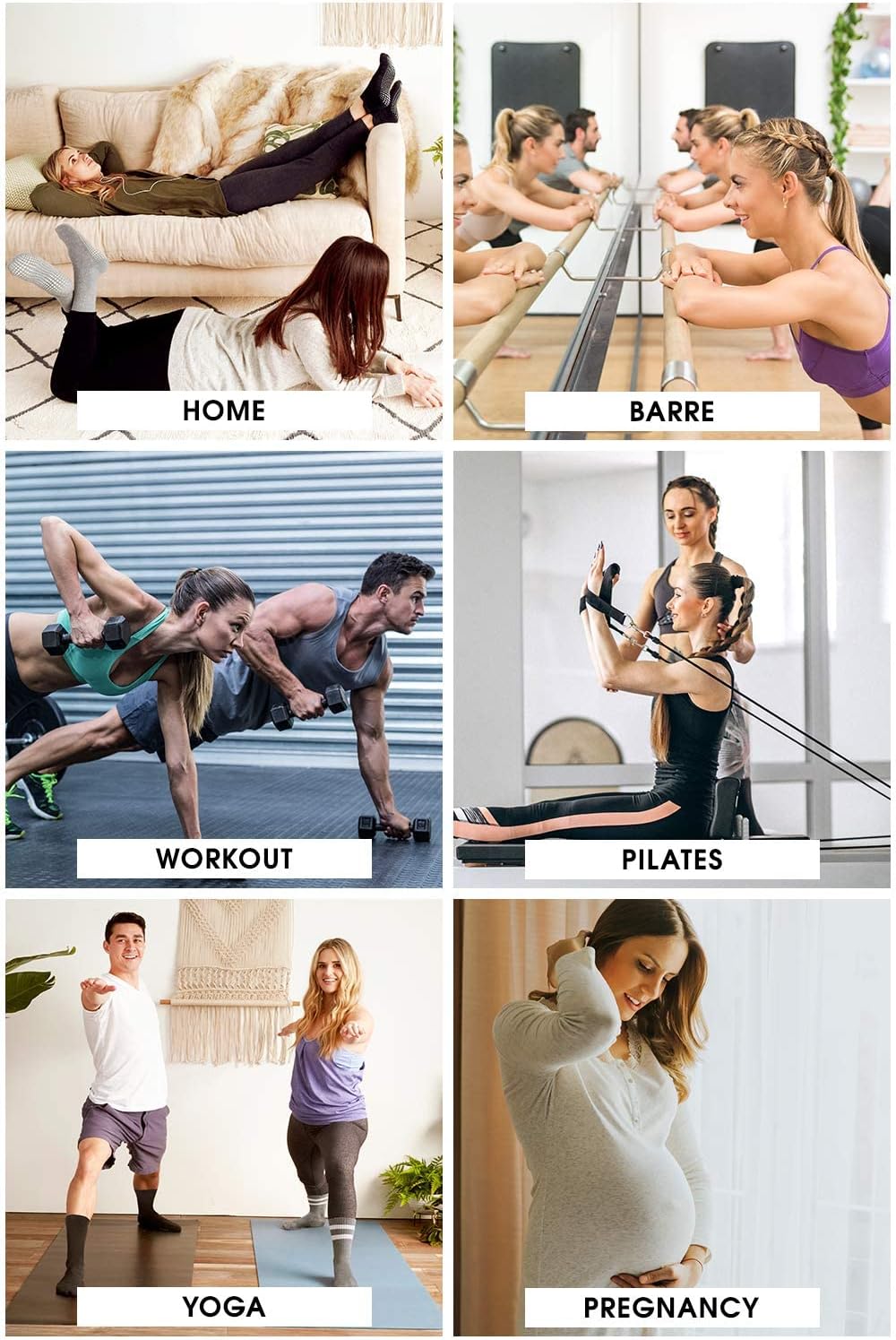 LA ACTIVE Non Slip Yoga Grip Socks - Barre Ballet Pilates Athletic Socks for Men and Women