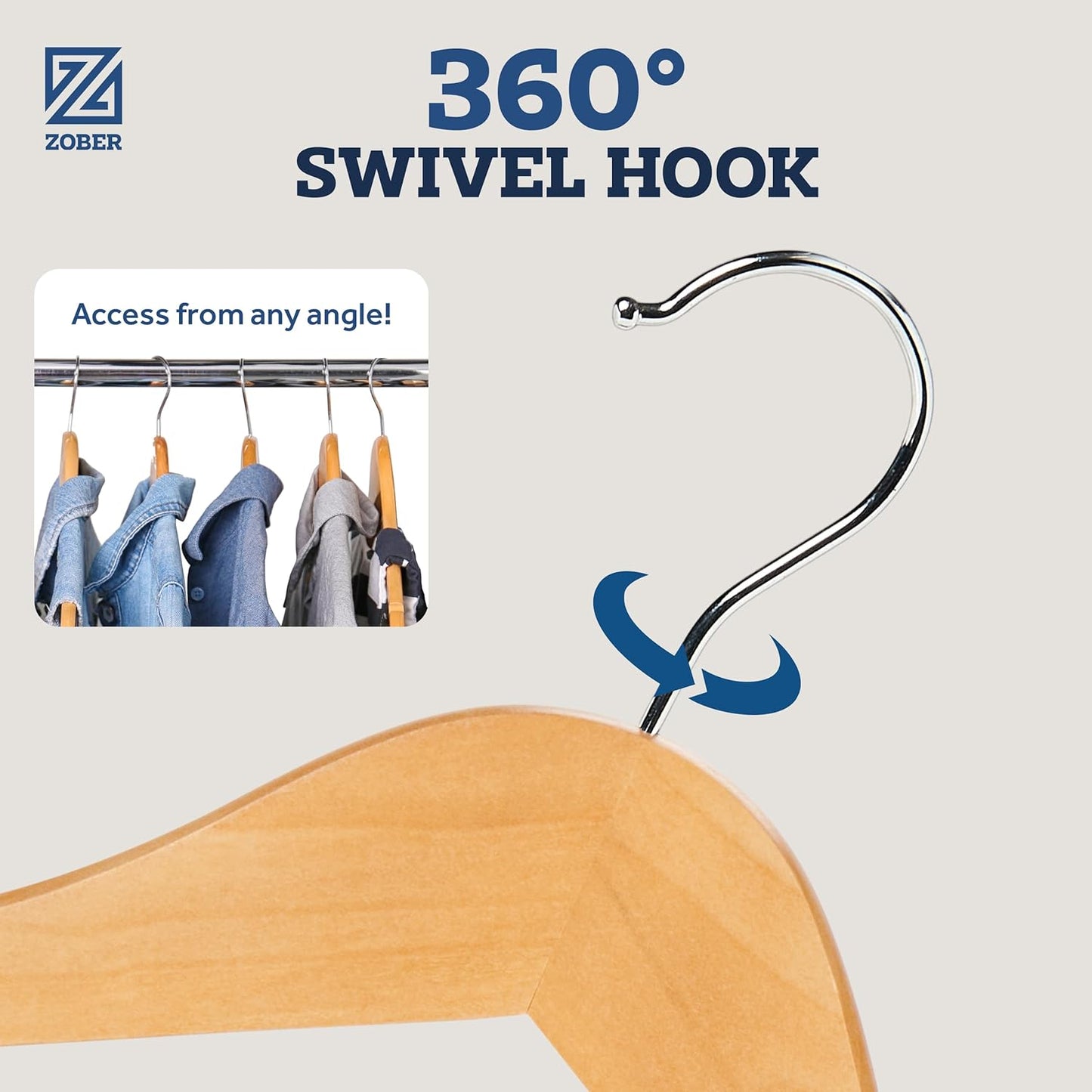 Wooden Hangers - 20 Pack, Heavy Duty Non-Slip Hangers for Coats, Jackets, Suits, Pants, with Bar & Notches