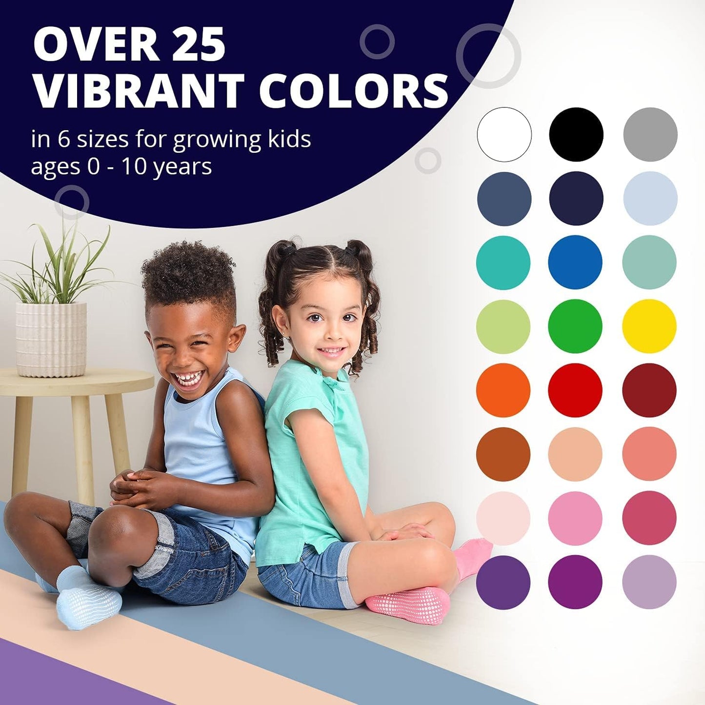 LA ACTIVE Non Slip Grip Ankle Boys and Girls Athletic Crew Socks for Babies Toddlers and Kids