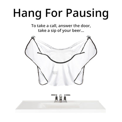 Beard King Bart-Latzschürze – Rasierset für Papa – Bekannt aus „Shark Tank“ – Haarfänger für Herren zum Rasieren – Pflegezubehör – Verpackungsbeutel, Weiß 