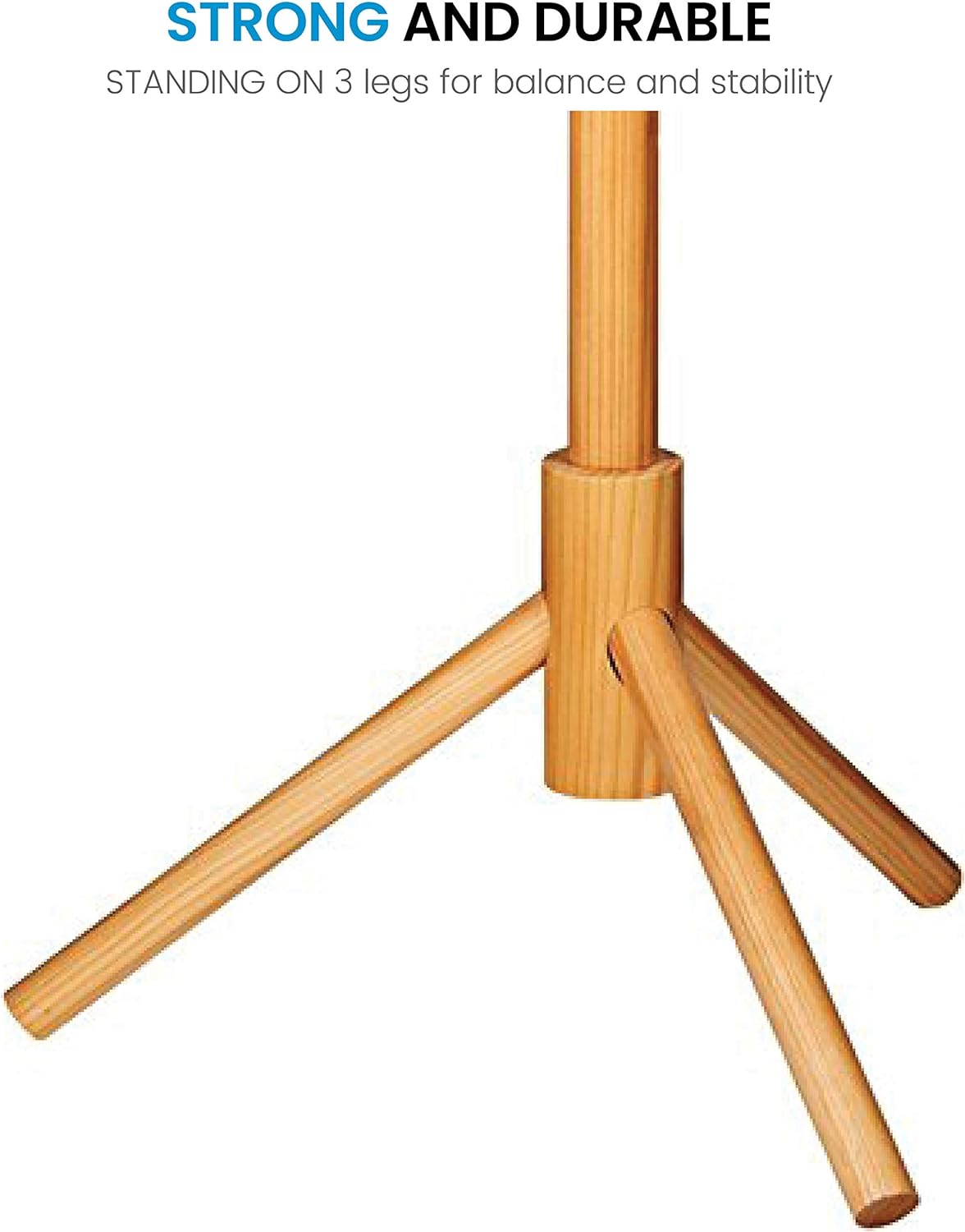 ZOBER Coat Rack Free Standing - Wooden Coat Tree W/ 6 Hooks - Coats, Purses, Hats - Adjustable Sizes, Easy Assembly - Natural
