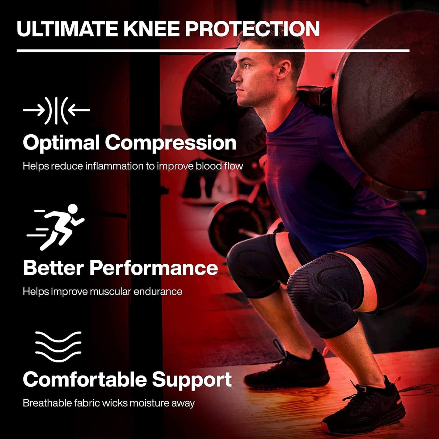 UFlex Athletics Knee Compression Sleeve - Support for Pain Relief, Fitness, Sports & Weightlifting Small/Medium
