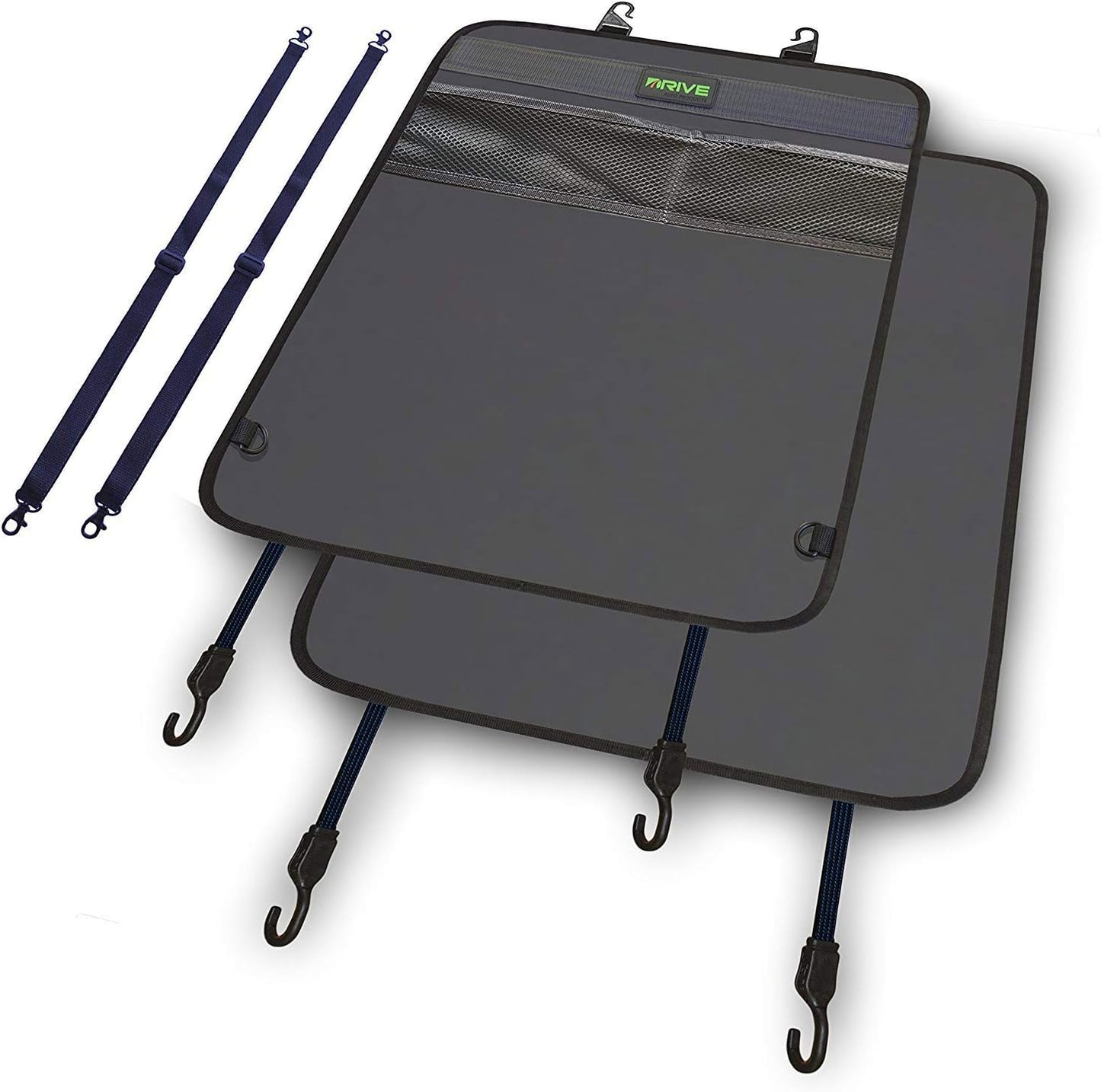 DRIVE AUTO PRODUCTS - 2er-Pack Autositz-Rückenlehnenschoner, wendbare Trittmatten - Grau 