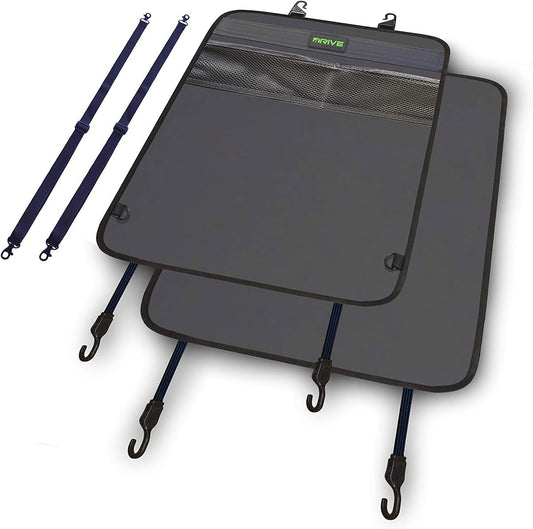 Drive Auto 2-Pack Car Seat Back Protectors – Reversible Kick Mats, Gray/Black