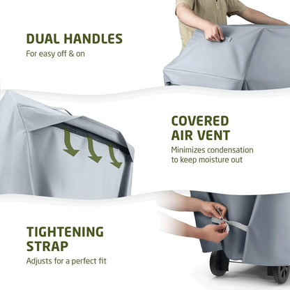 Zober BBQ Grill Cover - 64" Waterproof, Fits Weber & Charbroil (Gray)