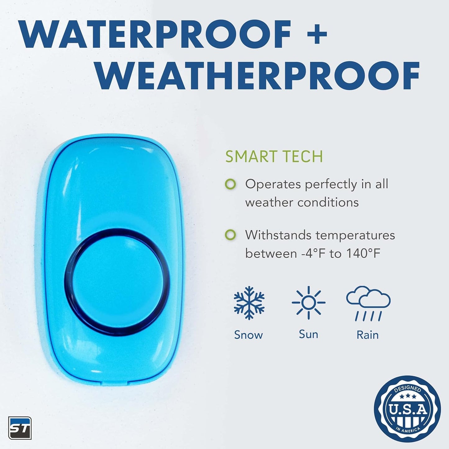 SadoTech Wireless Doorbell - 1 Ringer & 1 Receiver, LED Flash, Battery Operated, Yellow