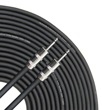 Audio-Lautsprecherkabel 1/4" auf 1/4" – 12 AWG Professionelles Bass-/Gitarren-Lautsprecherkabel für Verstärker – Schwarz, 6 Fuß. 