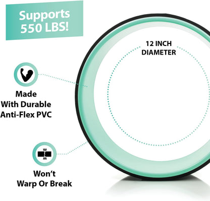 URBNFit Yoga Wheel - 12-Inch Roller for Stretching & Flexibility, Back Aches & Tension Relief, Soft Foam Padding & Yoga Strap