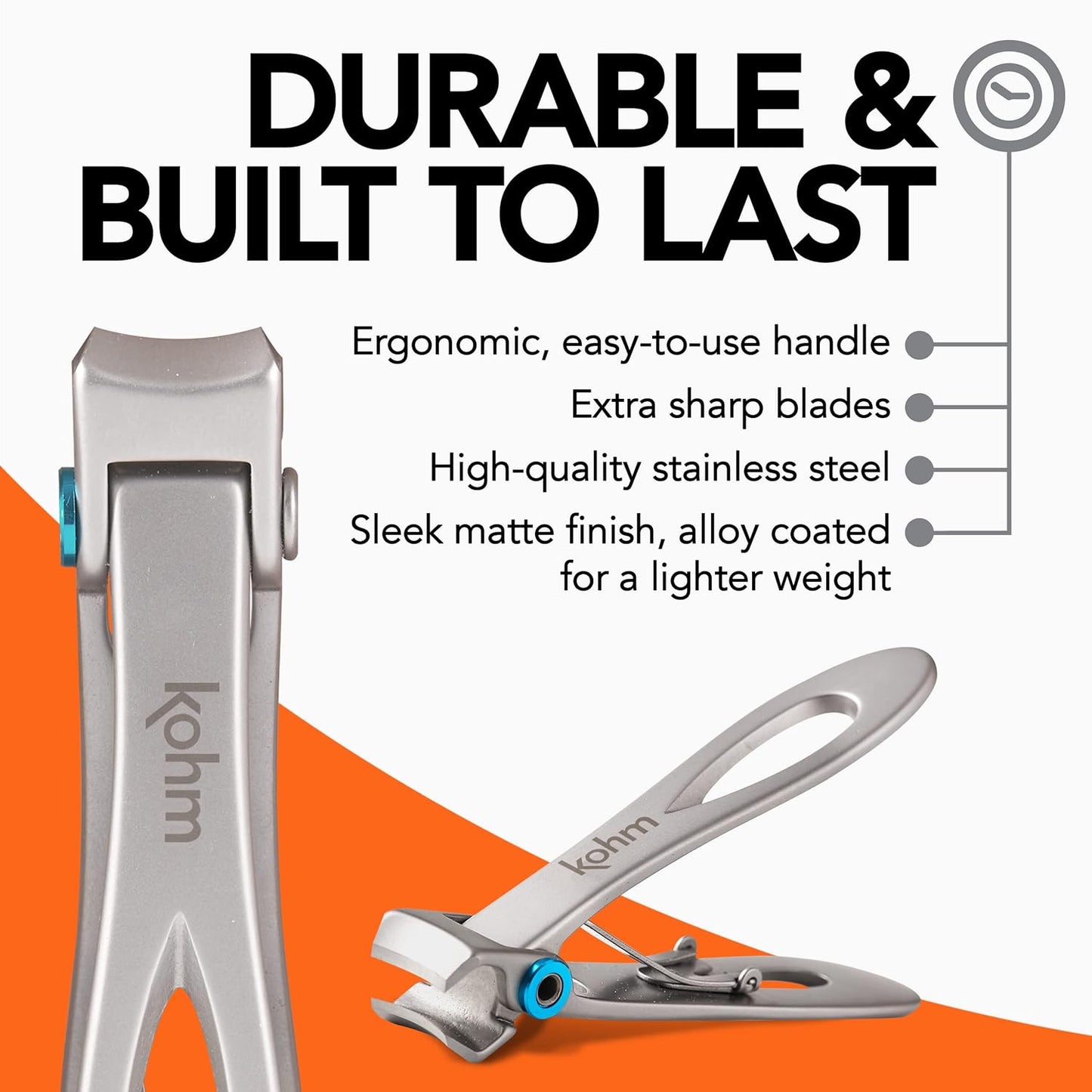 Heavy Duty Nail Clippers for Thick Nails, Professional Fingernail & Toenail Clippers for Men, Women & Seniors, Silver