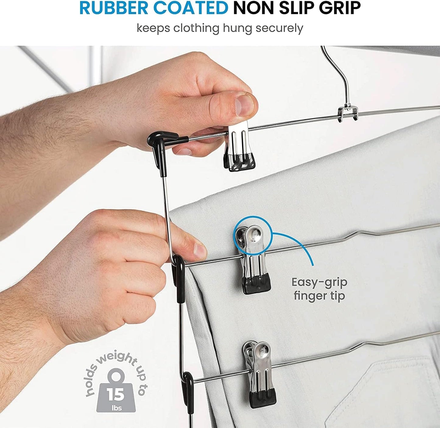 Zober 5-Tier Skirt Hangers with Clips - Non-Slip Metal, Adjustable Clips & Swivel Hooks, Space-Saving