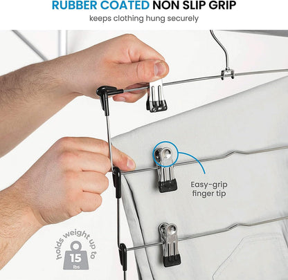 Zober 5-Tier Skirt Hangers with Clips - Non-Slip Metal, Adjustable Clips & Swivel Hooks, Space-Saving