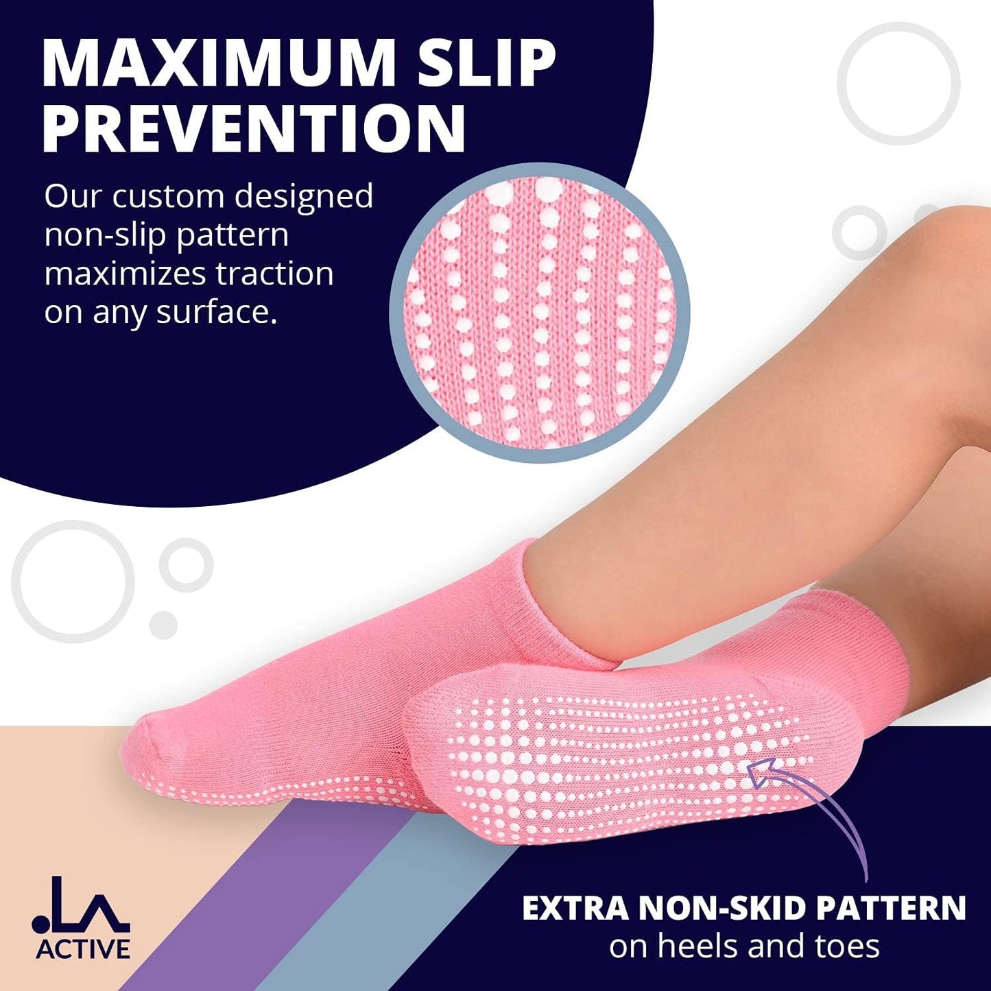 LA ACTIVE Non Slip Grip Ankle Boys and Girls Athletic Crew Socks for Babies Toddlers and Kids