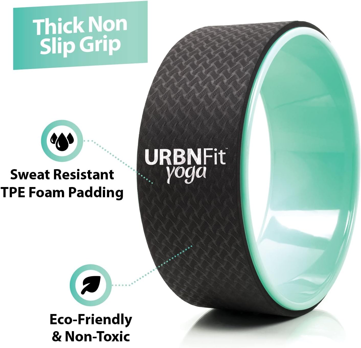 URBNFit Yoga Wheel - 12-Inch Roller for Stretching & Flexibility, Back Aches & Tension Relief, Soft Foam Padding & Yoga Strap