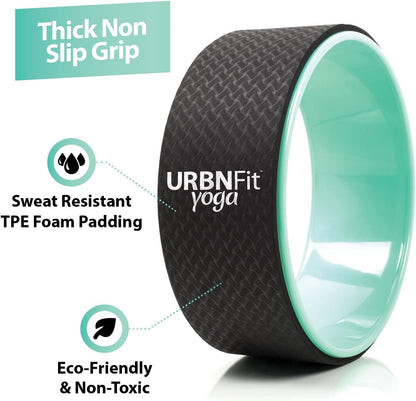 URBNFit Yoga Wheel - 12-Inch Roller for Stretching & Flexibility, Back Aches & Tension Relief, Soft Foam Padding & Yoga Strap