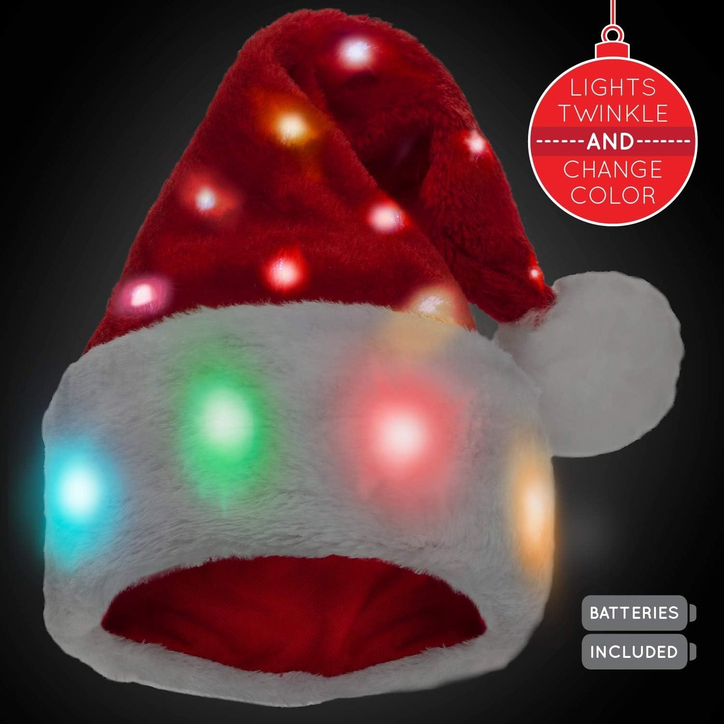 Adults and Kids Novelty Santa Hat with Color-Changing LED