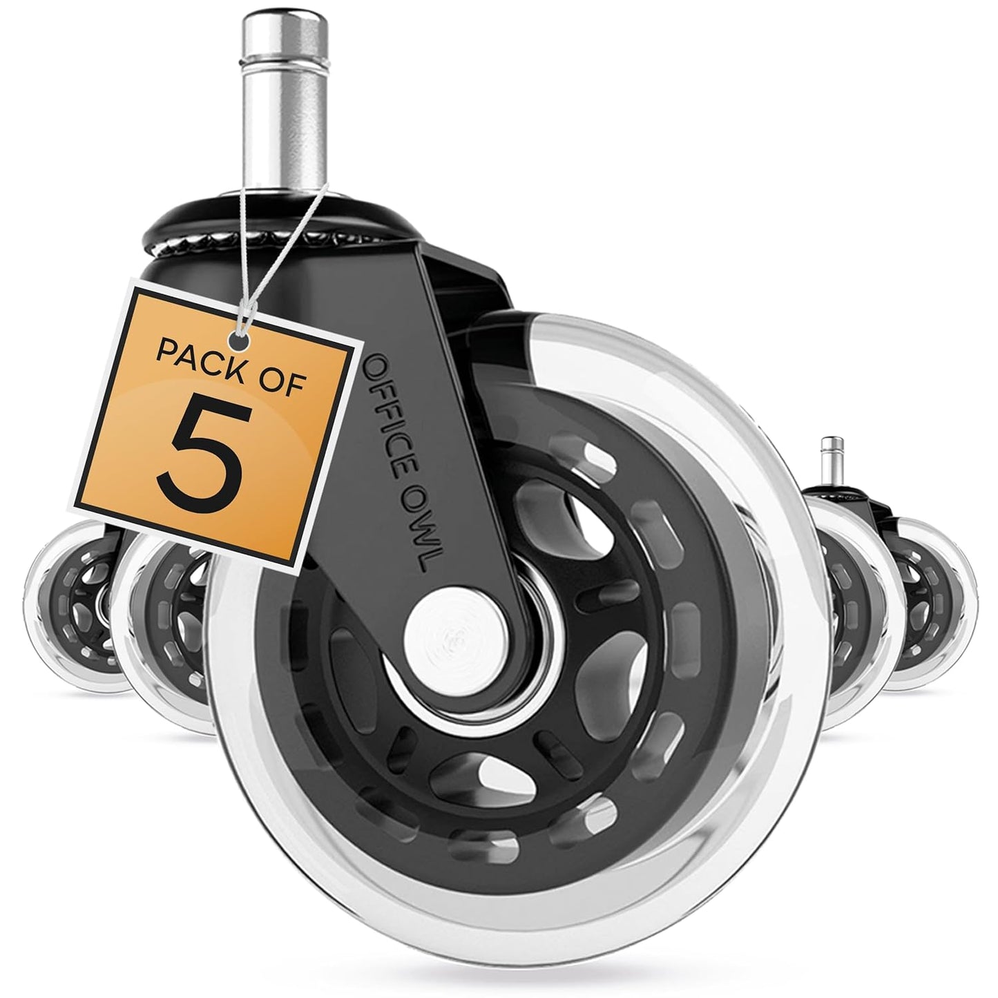 Office Owl Schreibtischstuhlrollen – Rollerblade-Rolle für universellen Stuhlrollenersatz – Set mit 5 robusten Stuhlrollen – trägt bis zu 295 kg 