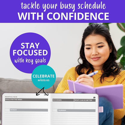 Simple Elephant 2024 Undated Planner - Monthly, Weekly, Daily, Leather Agenda, No Bleed Pages Black