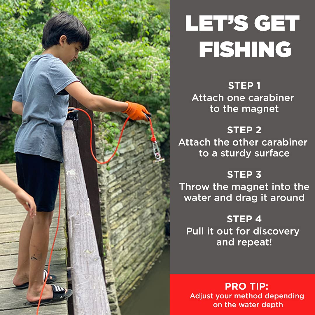 King Kong Magnetics 400 lbs Pulling Force Magnet Fishing Kit - 2.36" Neodymium Magnet, Rope, Gloves & Accessories