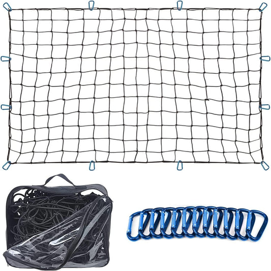 Heavy-Duty Cargo Net for Pickup Truck Bed – 4x6 ft Mesh with 12 Black Clips & Storage Bag