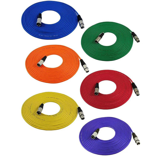 Audio 25ft Mic Cable - XLR Male to Female Balanced Audio Cords 6 Pack