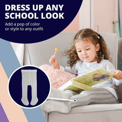 LA Active Girls Tights - Cotton Crawling Tights with Anti-Slip Stopsocks, Knitted Cable Pattern, 5 Pairs (Pink/White/Ivory/Lavender/Grey), 3-6 Months