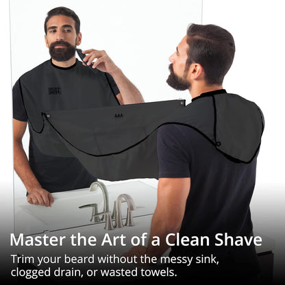 BEARD KING Beard Bib – Anti-Static Shaving Apron for Men, Secure Facial Hair Catcher Black